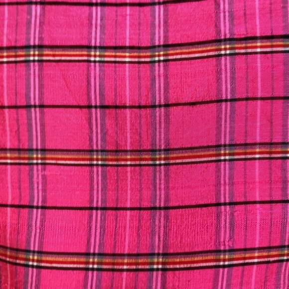 LINDA BERTOZZI PINK PLAID SILK DUPIONI GIDGET BLOUSE SIZE 4 - Picture 8 of 11